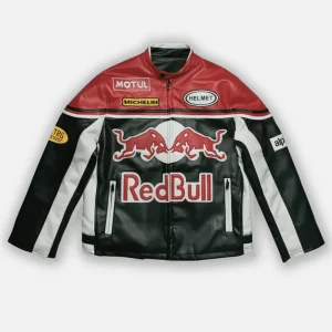 Chaqueta de cuero Red Bull Vintage Racing – Unisex – Retro