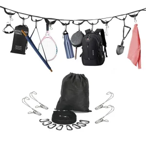 Cuerda colgante para camping | Sistema de sujeción para ropa y accesorios