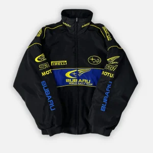 Chaqueta Subaru Rally Vintage Racing – Edición Negra – Unisex – Retro