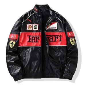 Chaqueta de cuero Ferrari Vintage de carreras – Unisex – Retro (oversize)
