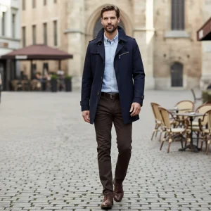 Gabardina impermeable para hombre – Estilo militar con bolsillo con cremallera