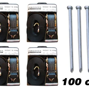 Sicherheitspaket PRO 4 (Bodenheringe 100cm & Sturmgurte)