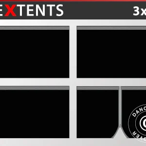 Seitenwand-Set für das Faltzelt FleXtents 3x3m, Schwarz