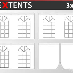 Seitenwand-Set für das Faltzelt FleXtents Vintage 3x3m, Weiß