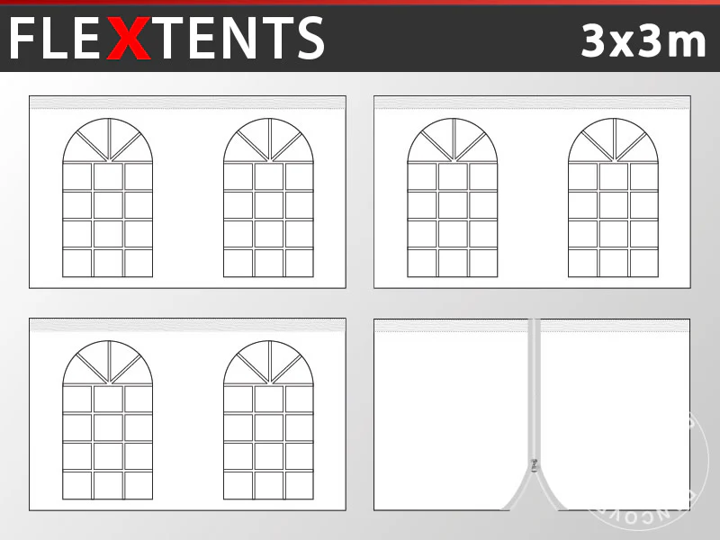 Seitenwand-Set für das Faltzelt FleXtents Vintage 3x3m, Weiß - Imagen 2