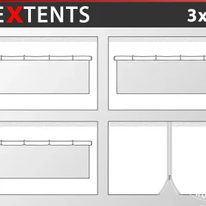 Seitenwand-Set für das Faltzelt FleXtents 3x3m, Weiß