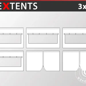 Seitenwand-Set für das Faltzelt FleXtents 3x6m, Weiß