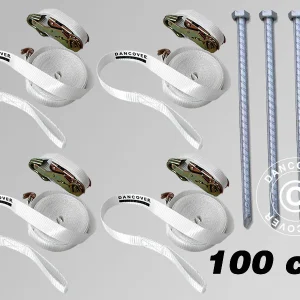 Sicherheitspaket 4 (Sturmverankerungen 100cm & Sturmgurte), Weiß