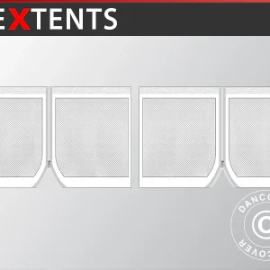3m FleXtents Seitenwände m. Moskitonetz, Weiß (2 stück)
