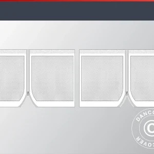 4m FleXtents Seitenwände m. Moskitonetz, Weiß (2 stück)