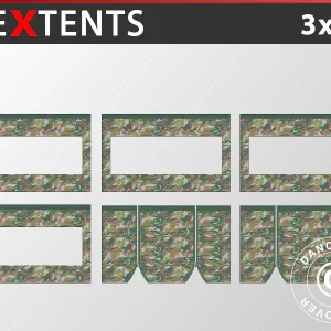 Seitenwand-Set für das Faltzelt FleXtents 3x6m, Camouflage