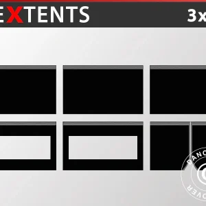 Seitenwand-Set für das Faltzelt FleXtents 3x6m, Schwarz