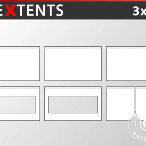 Seitenwand-Set für das Faltzelt FleXtents 3x6m, Weiß