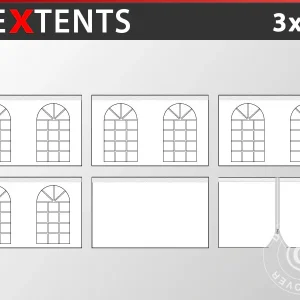 Seitenwand-Set für das Faltzelt FleXtents Vintage 3x6m, Weiß