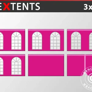 Seitenwand-Set für das Faltzelt FleXtents Vintage 3x6m, Rosa