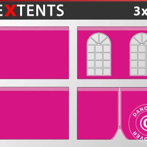 Seitenwand-Set für das Faltzelt FleXtents Vintage 3x3m, Rosa