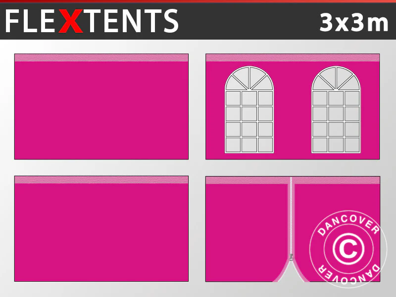 Seitenwand-Set für das Faltzelt FleXtents Vintage 3x3m, Rosa - Imagen 2
