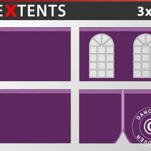 Seitenwand-Set für das Faltzelt FleXtents Vintage 3x3m, Lila