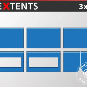 Seitenwand-Set für das Faltzelt FleXtents 3x6m, Blau