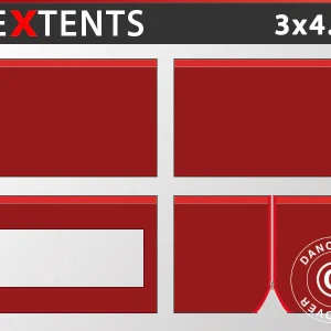 Seitenwand-Set für das Faltzelt FleXtents 3x4,5m, Rot