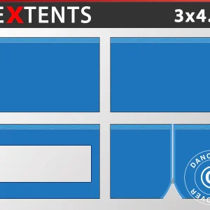 Seitenwand-Set für das Faltzelt FleXtents 3x4,5m, Blau