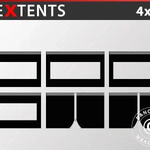 Seitenwand-Set für das Faltzelt FleXtents 4x8m, Schwarz