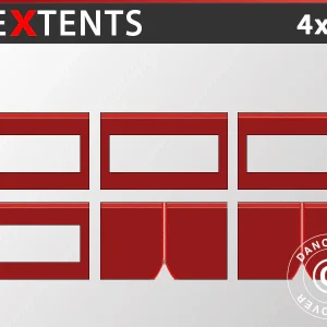 Seitenwand-Set für das Faltzelt FleXtents 4x8m, Rot