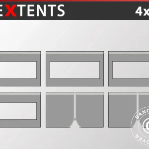 Seitenwand-Set für das Faltzelt FleXtents 4x8m, Grau