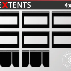 Seitenwand-Set für das Faltzelt FleXtents 4x6m, Schwarz
