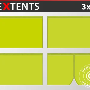 Seitenwand-Set für das Faltzelt FleXtents 3x3m, Neongelb/grün