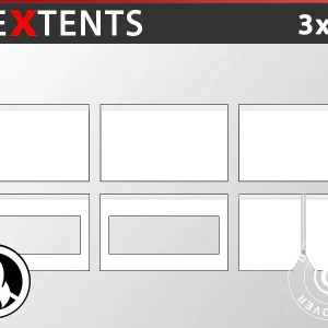 Seitenwand-Set für das Faltzelt FleXtents 3x6m Weiß, Flammenhemmend