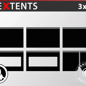 Seitenwand-Set für das Faltzelt FleXtents 3x6m Schwarz, Flammenhemmend