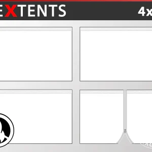 Seitenwand-Set für das Faltzelt FleXtents 4x4m, Weiß, Flammenhemmend