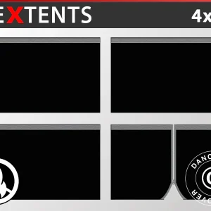 Seitenwand-Set für das Faltzelt FleXtents 4x4m, Schwarz, Flammenhemmend