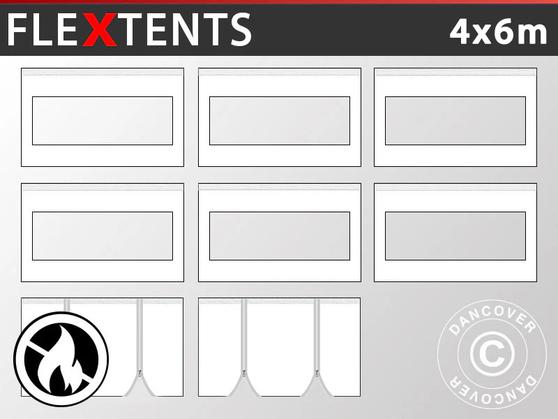 Seitenwand-Set für das Faltzelt FleXtents 4x6m, Weiß, Flammenhemmend - Imagen 2