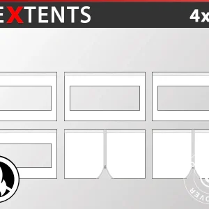 Seitenwand-Set für das Faltzelt FleXtents 4x8m, Weiß, Flammenhemmend