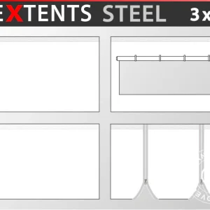 Seitenwand-Set für Faltzelt FleXtents Steel und Basic v.3 3x3m, weiß