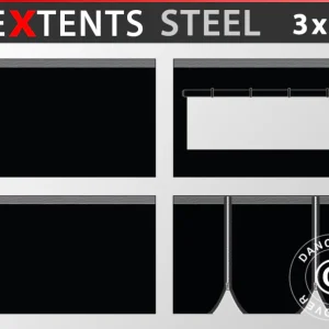 Seitenwand-Set für Faltzelt FleXtents Steel und Basic v.3 3x3m, schwarz