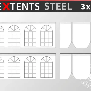 Seitenwand-Set für Faltzelt FleXtents Steel und Basic v.3 3x6m, weiß