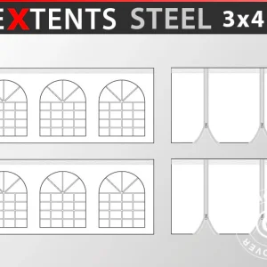 Seitenwand-Set für Faltzelt FleXtents Steel 3x4,5m, Weiß