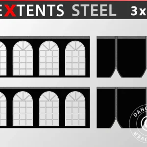 Seitenwand-Set für Faltzelt FleXtents Steel und Basic v.3 3x6m, schwarz