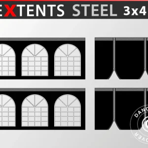 Seitenwand-Set für Faltzelt FleXtents Steel 3x4,5m, Schwarz