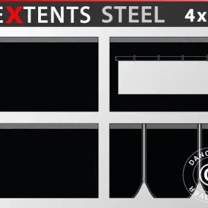 Seitenwand-Set für Faltzelt FleXtents Steel und Basic v.3 4x4m, schwarz