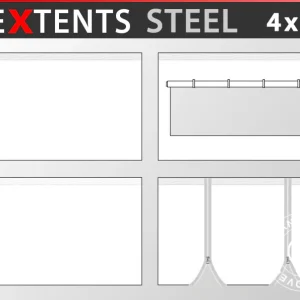 Seitenwand-Set für Faltzelt FleXtents Steel und Basic v.3 4x4m, weiß