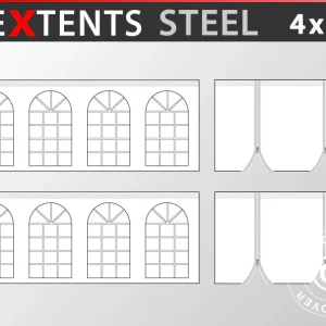 Seitenwand-Set für Faltzelt FleXtents Steel 4x8m, weiß