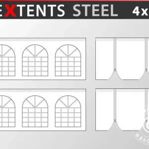 Seitenwand-Set für Faltzelt FleXtents Steel 4x6m, weiß