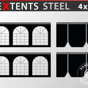 Seitenwand-Set für Faltzelt FleXtents Steel 4x6m, schwarz