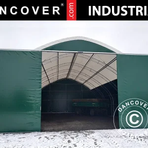 Schiebetür 3,5x3,5m für Zelthalle, Rundbogenhalle 15m, PVC, Grün