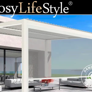 Seitenwände für bioklimatischen Pergola-Pavillon San Pablo, 3m, Weiß/Hellgrau