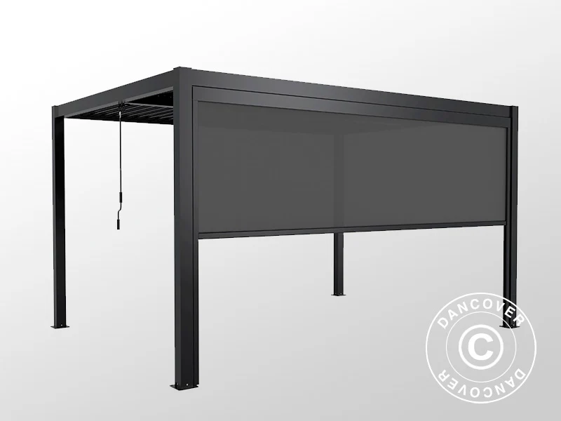 Elektrische Seitenwand für bioklimatischen Pergola Pavillon San Pablo, 4m, Schwarz - Imagen 9